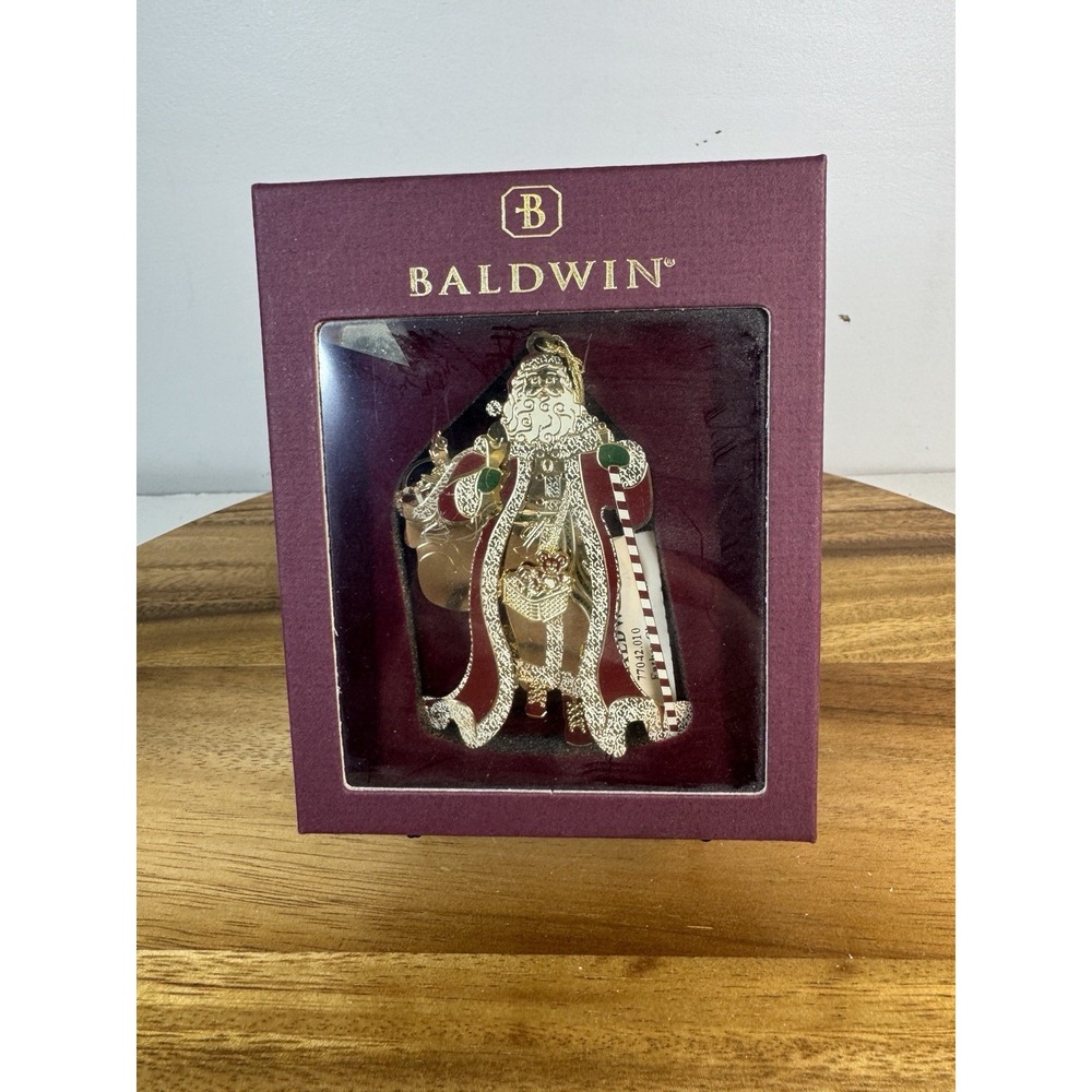 Baldwin Brass 2002 Father Christmas Ornament 24KT Gold Finish 77042.010